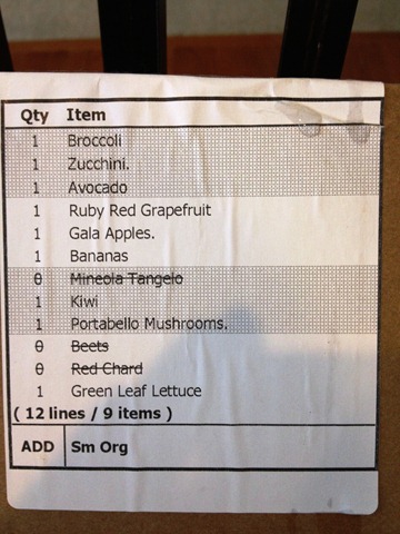 Green Grocers box packing list