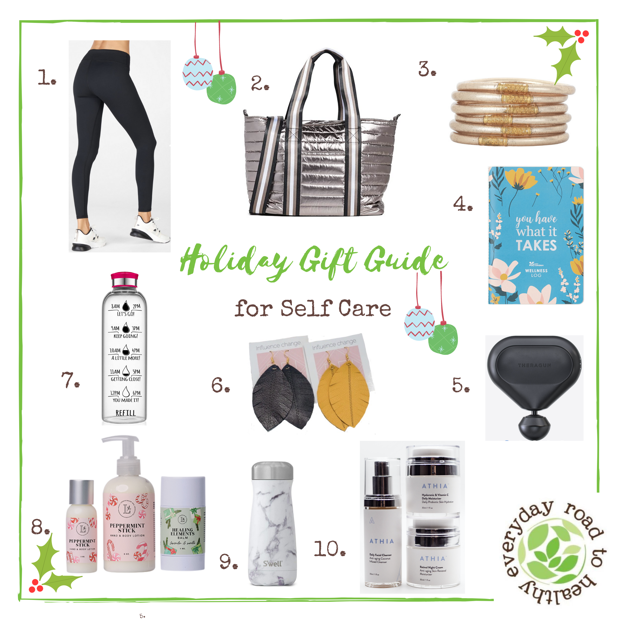 10 must images of Holiday Self Care items on a gift guide