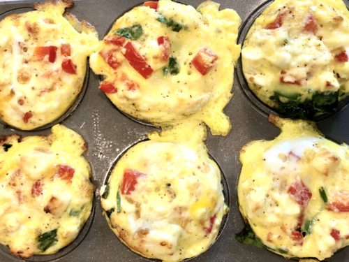 Spinach, Red Bell Pepper and Feta Egg Muffins