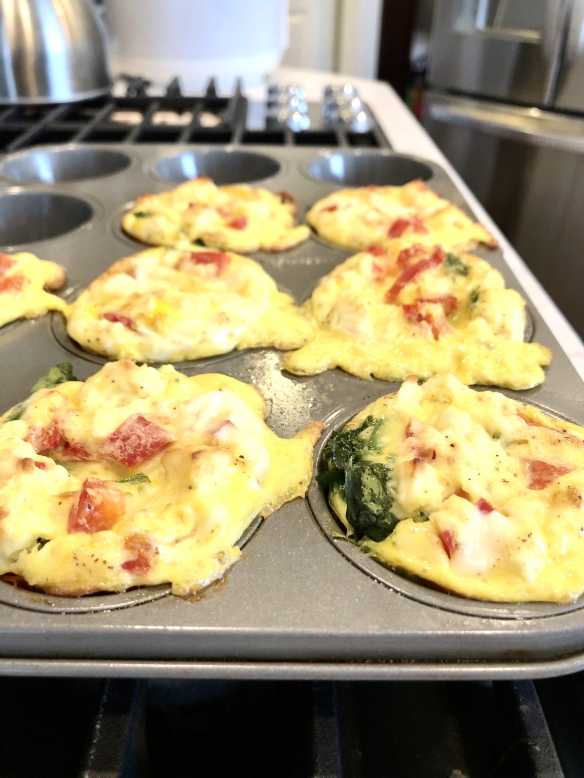 Spinach, Red Bell Pepper and Feta Egg Muffins