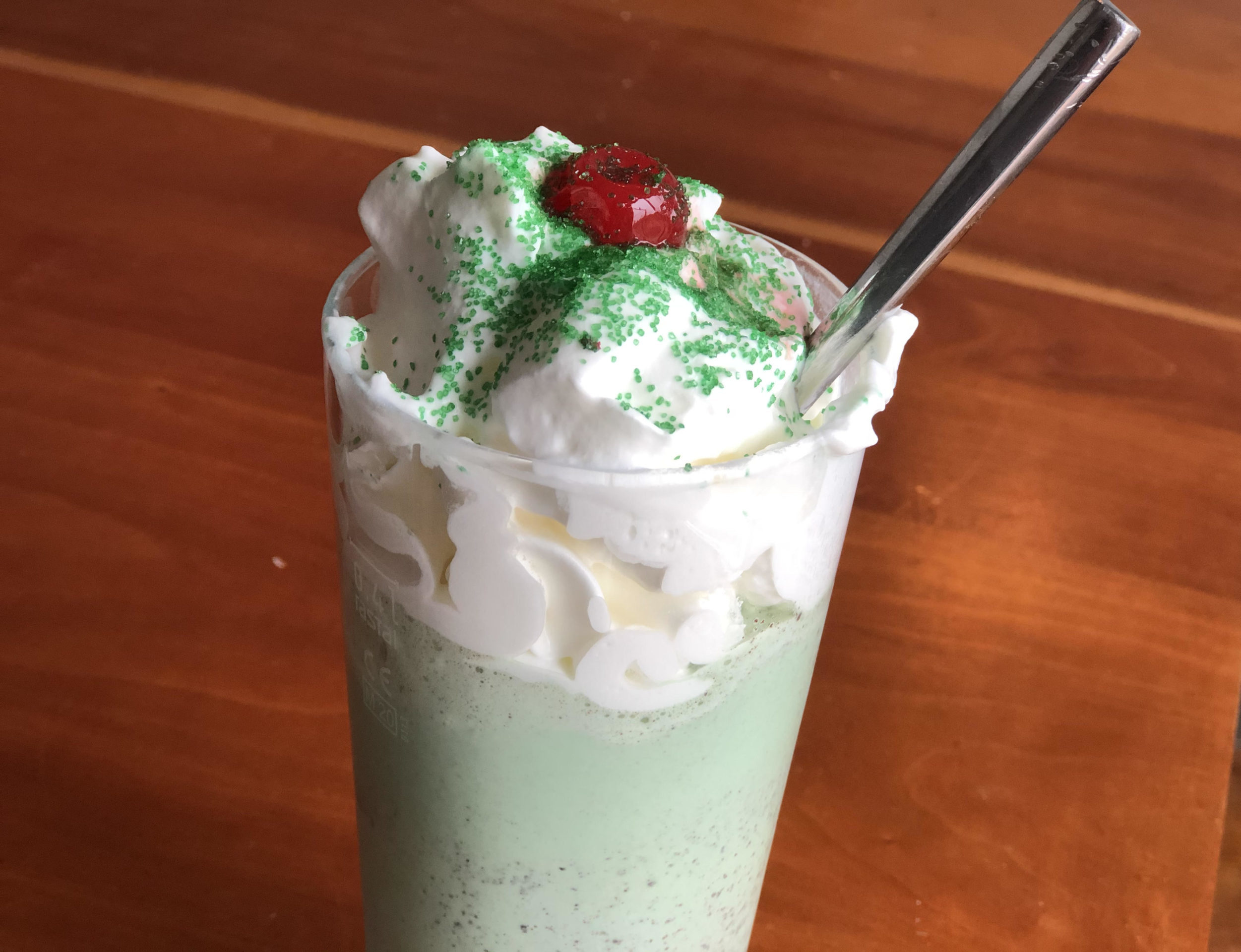 shamrock shake on table