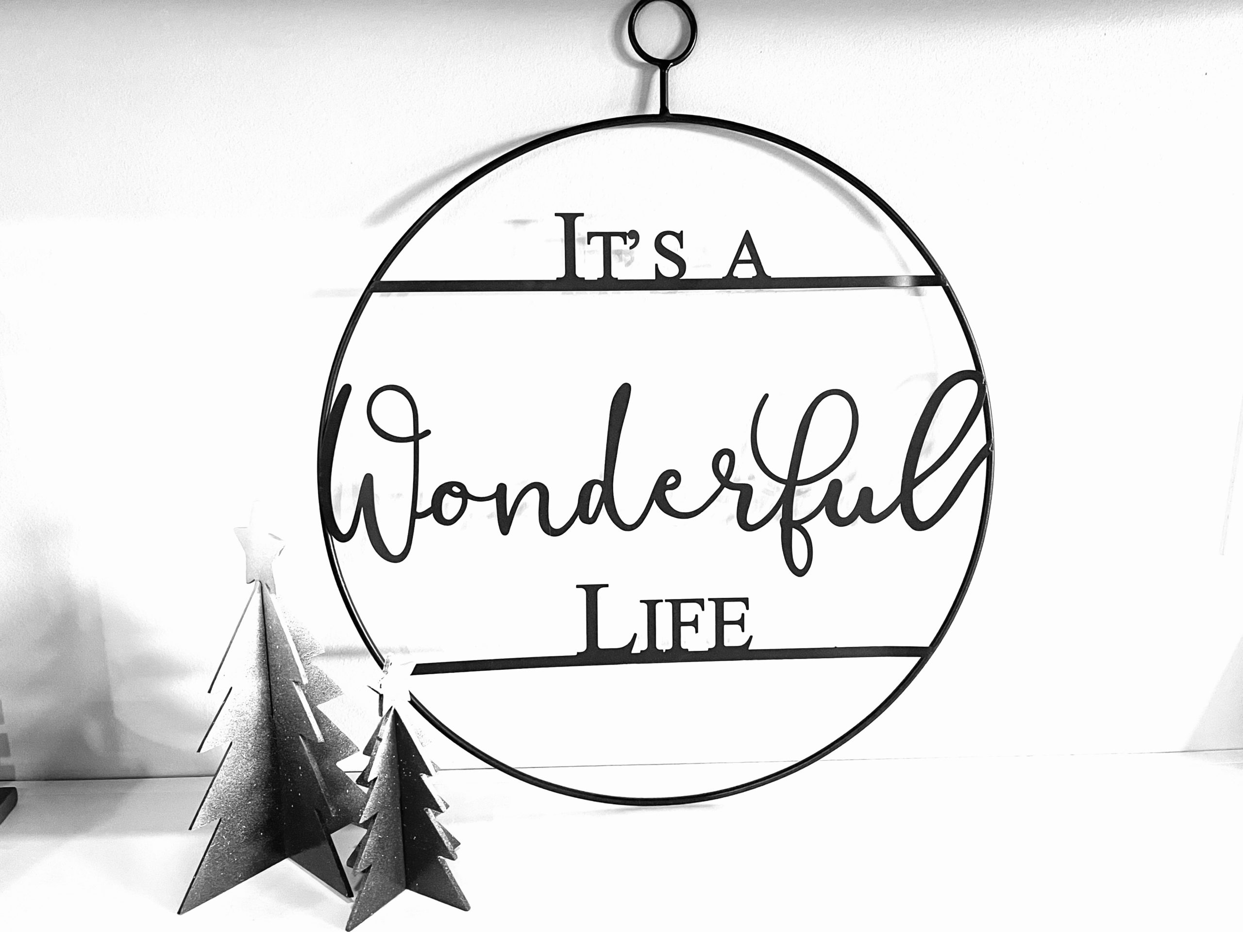 Metal circular sign stating its a wonderful life